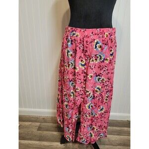 Loft Pink Floral Long Flowy Skirt Size Large